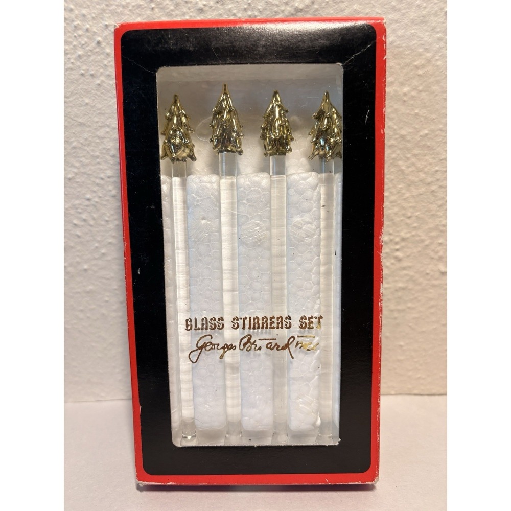 Bar Set Georges Briard Glass Stir Cocktail Set Gold tree New In Original Package